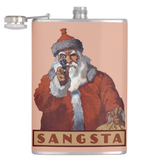 Gangsta Santa aangepaste monogram kolf Heupfles (Geopend)