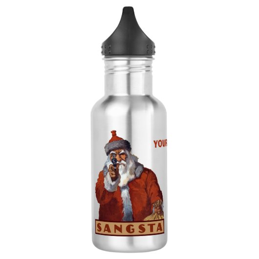 Gangsta Santa aangepaste monogram waterflessen Waterfles (Links)