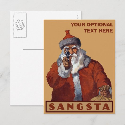 Gangsta Santa custom briefkaart (Voorkant / Achterkant)
