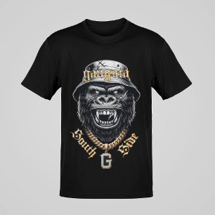 Gangsta South Side Gorilla Laughing Hardcore Style T-shirt