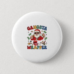 Gangsta Verpakking Kerstman Microfoon Geld Ronde Button 5,7 Cm