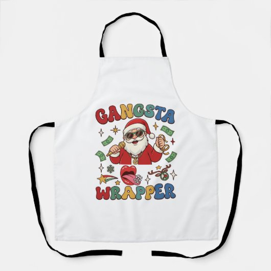 Gangsta Verpakking Kerstman Microfoon Geld Schort (Voorkant)