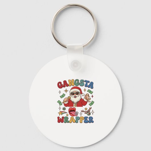 Gangsta Verpakking Kerstman Microfoon Geld Sleutelhanger (Voorkant)