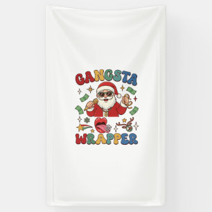Gangsta Verpakking Kerstman Microfoon Geld Spandoek