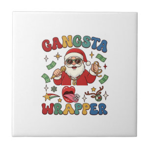 Gangsta Verpakking Kerstman Microfoon Geld Tegeltje