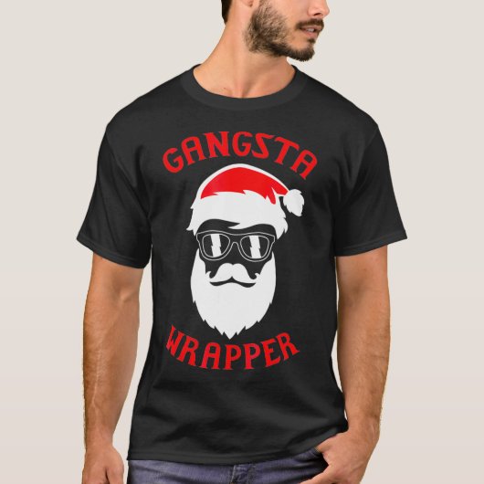 Gangsta Wrapper Cool Santa Claus Kerstman Rapper T-shirt (Voorkant)