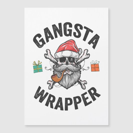 Gangsta Wrapper Funny Christmas Santa Cadeau Gift Magnetische Uitnodiging (Voorkant)