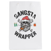 Gangsta Wrapper Funny Christmas Santa Cadeau Gift Medium Cadeauzakje (Voorkant)