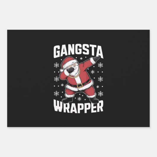 Gangsta Wrapper Funny Dabbing Santa Kerstmis Inpakpapier Vel (Voorkant)