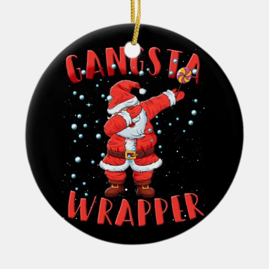 Gangsta Wrapper Funny Dabbing Santa Kerstmis Keramisch Ornament (Voorkant)