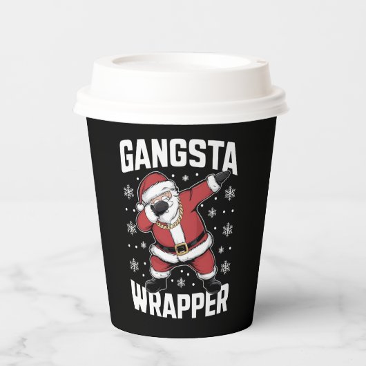 Gangsta Wrapper Funny Dabbing Santa Kerstmis Papieren Bekers (Voorkant)