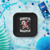 Gangsta Wrapper Funny Dabbing Santa Kerstmis Papieren Bordje (Feest)