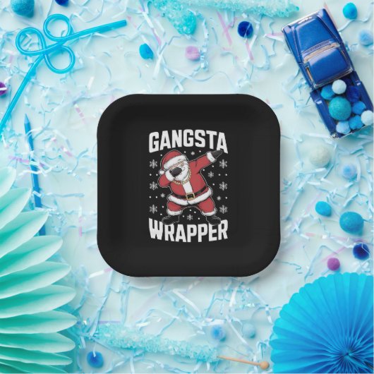 Gangsta Wrapper Funny Dabbing Santa Kerstmis Papieren Bordje (Feest)