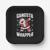 Gangsta Wrapper Funny Dabbing Santa Kerstmis Papieren Bordje (Voorkant)