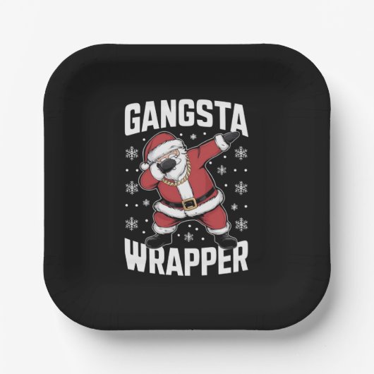 Gangsta Wrapper Funny Dabbing Santa Kerstmis Papieren Bordje (Voorkant)