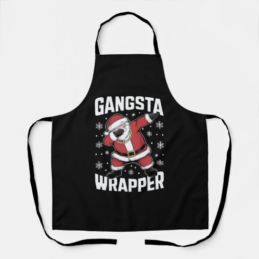 Gangsta Wrapper Funny Dabbing Santa Kerstmis Schort (Voorkant)