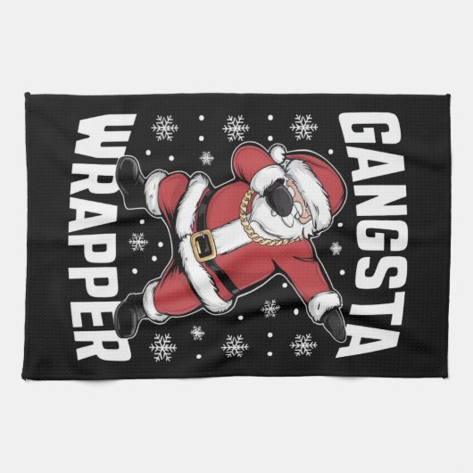 Gangsta Wrapper Funny Dabbing Santa Kerstmis Theedoek (Horizontaal)