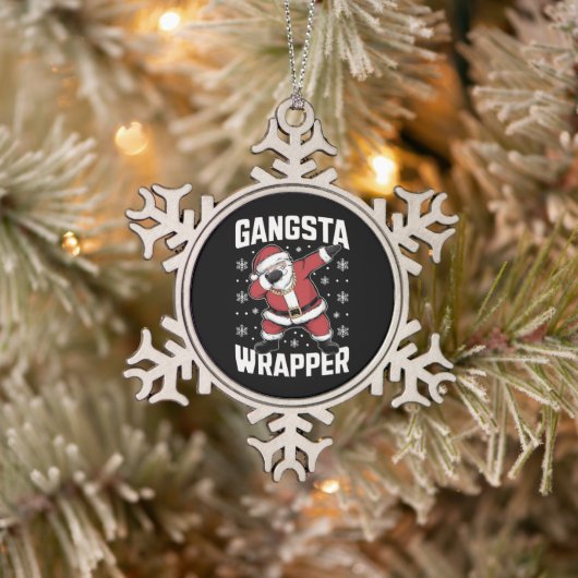 Gangsta Wrapper Funny Dabbing Santa Kerstmis Tin Sneeuwvlok Ornament (Boom)