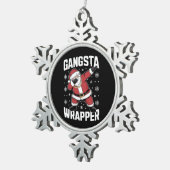 Gangsta Wrapper Funny Dabbing Santa Kerstmis Tin Sneeuwvlok Ornament (Rechts)