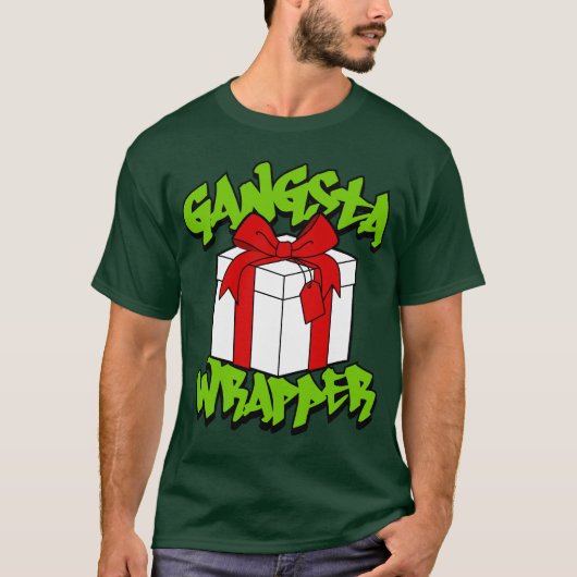 Gangsta Wrapper Funny Kerstmis T-shirt (Voorkant)