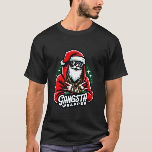 Gangsta Wrapper Funny Santa Christmas Xmas T Shirt (Voorkant)