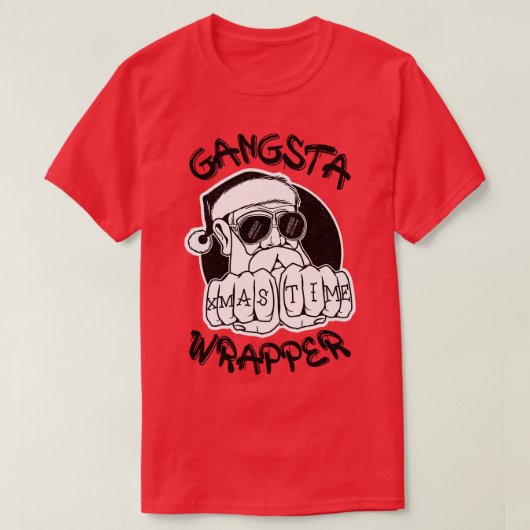 Gangsta Wrapper Funny Santa Claus Gangster T-shirt (Design voorkant)