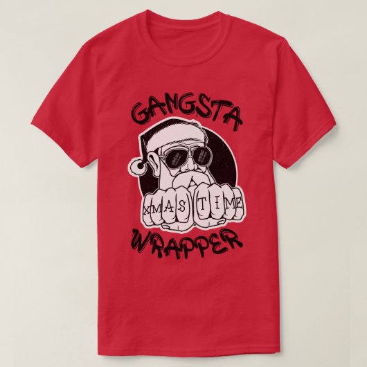 Gangsta Wrapper Funny Santa Claus Gangster T-shirt (Design voorkant)