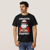 Gangsta Wrapper Funny Santa Kerstkerst T-shirt (Voorkant volledig)