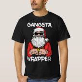 Gangsta Wrapper Funny Santa Kerstkerst T-shirt (Voorkant)