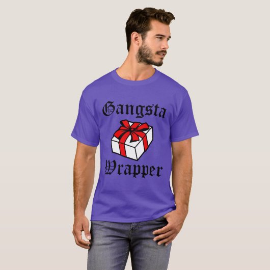 Gangsta Wrapper grappig kerstfeest grappig T-shirt (Voorkant volledig)