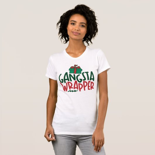 Gangsta Wrapper - Grappig kerstfeest T-shirt (Voorkant volledig)