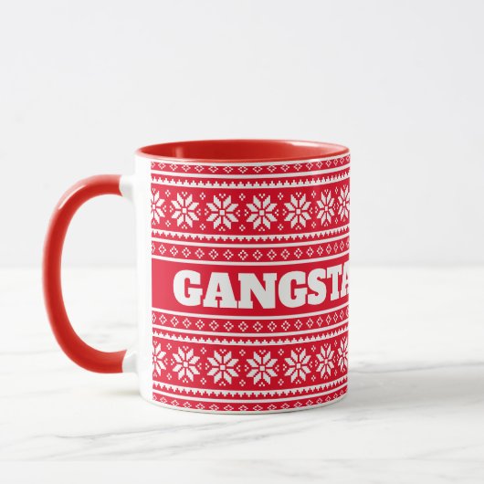 Gangsta Wrapper grappig rood Kerst mok cadeau (Links)