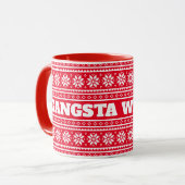 Gangsta Wrapper grappig rood Kerst mok cadeau (Voorkant links)