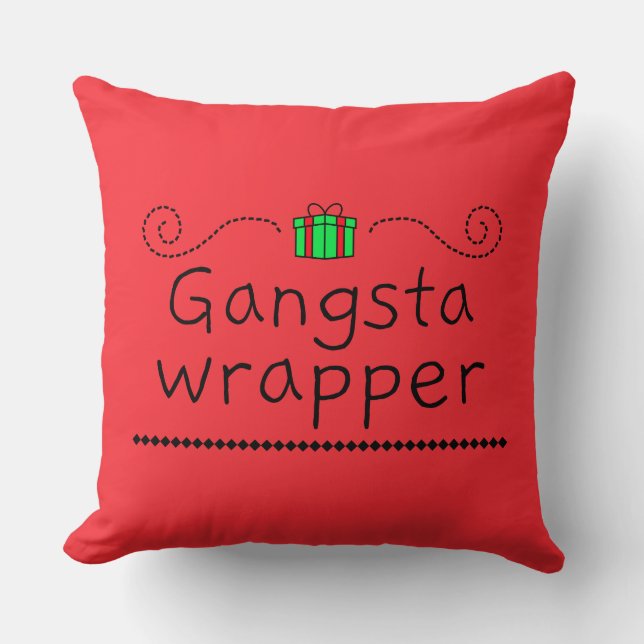 Gangsta Wrapper Holiday Throw Pillow Kussen (Voorkant)