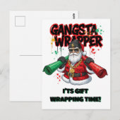 Gangsta Wrapper Kerstman Kerstmis Briefkaart (Voorkant / Achterkant)