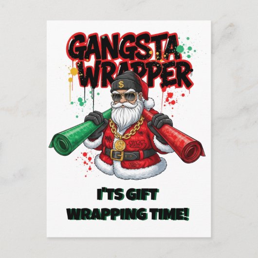Gangsta Wrapper Kerstman Kerstmis Briefkaart (Voorkant)