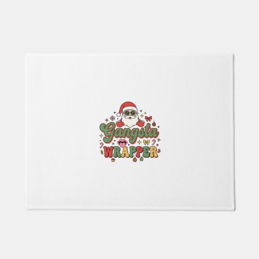 Gangsta Wrapper Kerstman Kerstmis Deurmat (Voorkant)