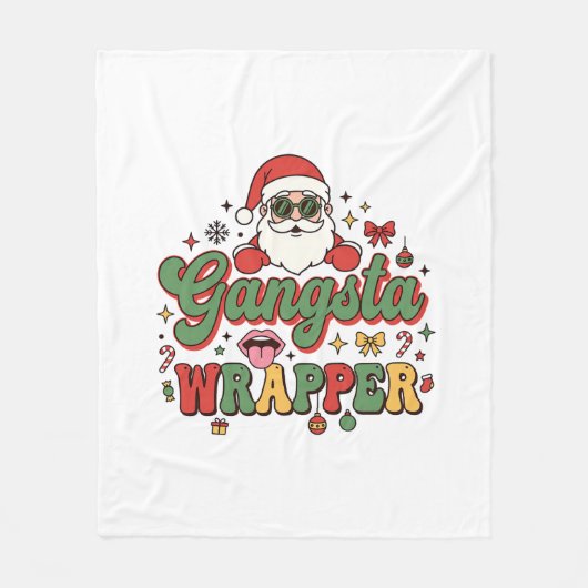 Gangsta Wrapper Kerstman Kerstmis Fleece Deken (Voorkant)