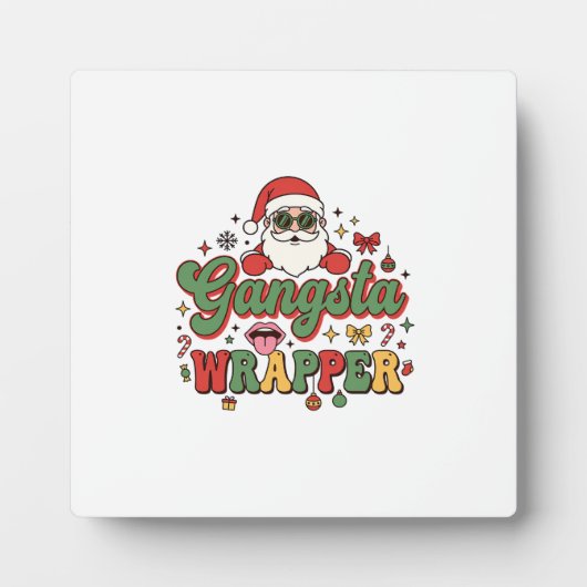 Gangsta Wrapper Kerstman Kerstmis Fotoplaat (Voorkant)