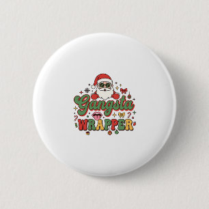 Gangsta Wrapper Kerstman Kerstmis Ronde Button 5,7 Cm