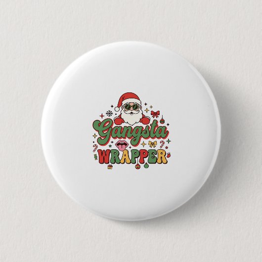 Gangsta Wrapper Kerstman Kerstmis Ronde Button 5,7 Cm (Voorkant)