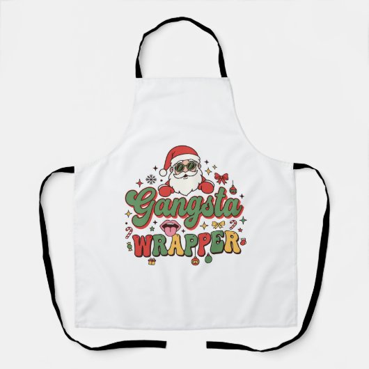 Gangsta Wrapper Kerstman Kerstmis Schort (Voorkant)
