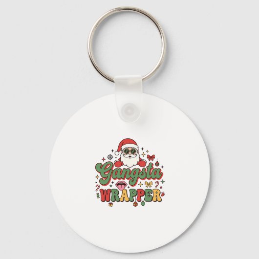 Gangsta Wrapper Kerstman Kerstmis Sleutelhanger (Voorkant)