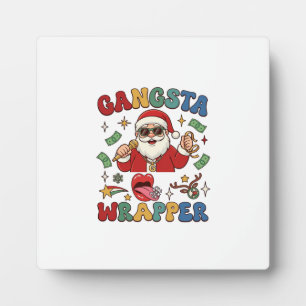 Gangsta Wrapper Kerstman Microfoon Geld Fotoplaat