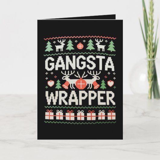 Gangsta Wrapper Kerstmis Horrortrui Kerstmis Kaart (Voorkant)