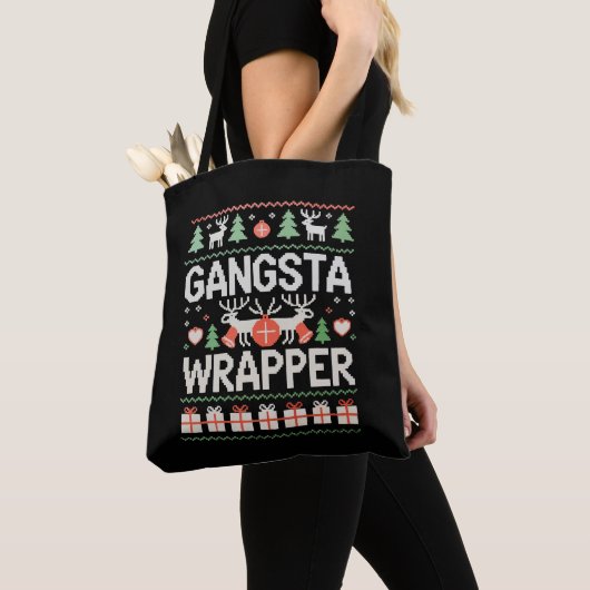Gangsta Wrapper Kerstmis Horrortrui Kerstmis Tote Bag (Dichtbij)