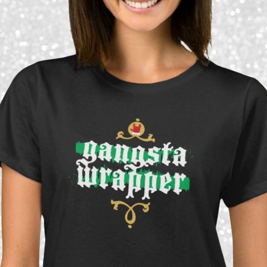 Gangsta Wrapper Nieuwigheid Kerstcadeau Wit Groen T-shirt