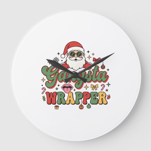 Gangsta Wrapper Sinterklaas Kerstmis Grote Klok (Voorkant)