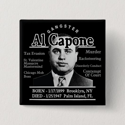Gangster Al Capone Vierkante Button 5,1 Cm (Voorkant)