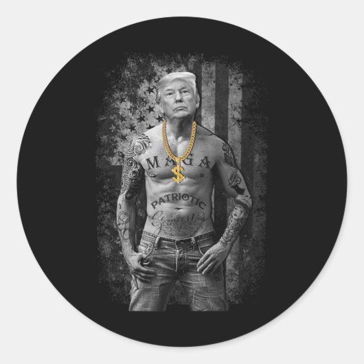 Gangster Anti Liberal Pro Trump Republikeinse Prem Ronde Sticker (Voorkant)